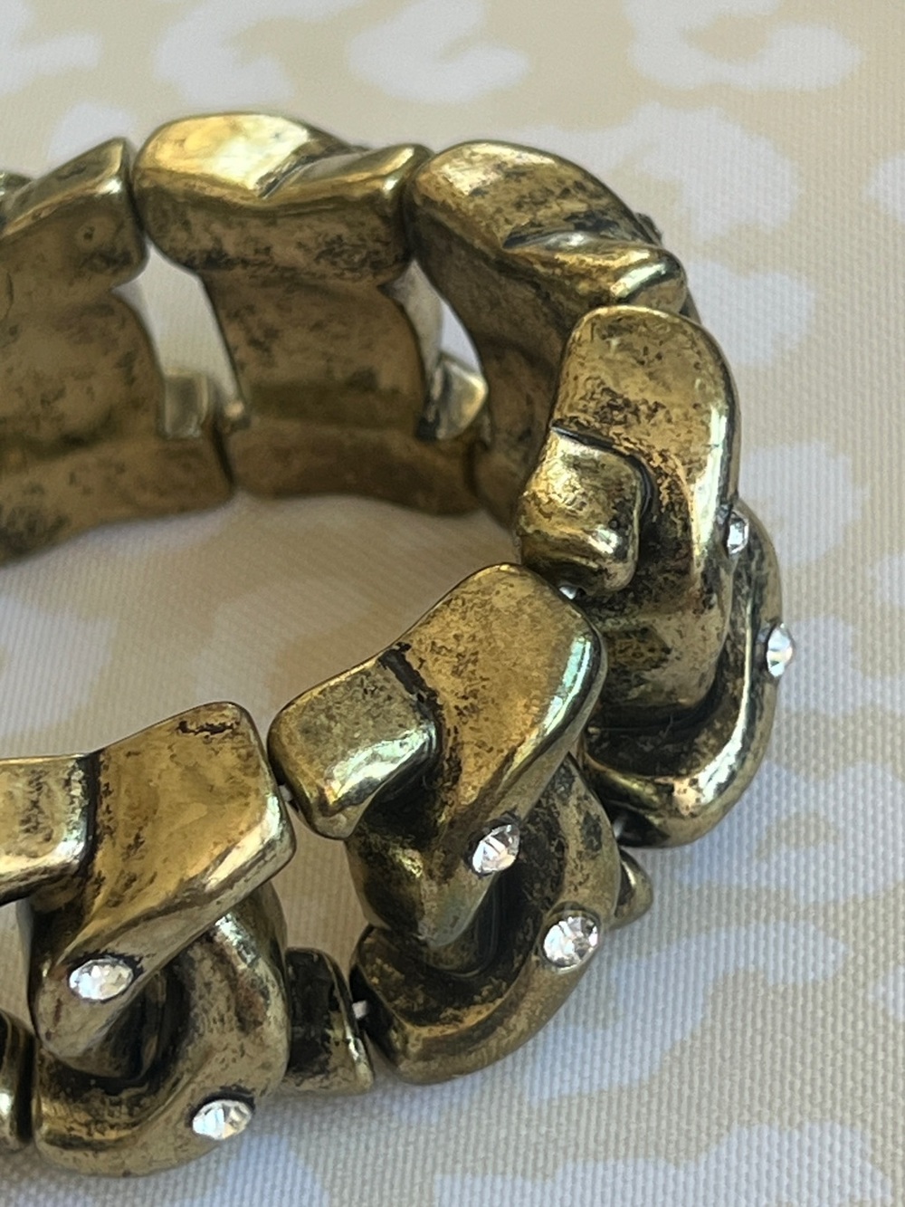 Gold-Tone Chunky Rhinestone Stretch Bracelet – 2.5 inch diameter - Picture 9 of 9